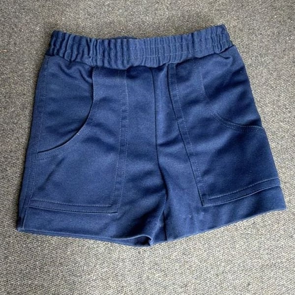 Vintage Navy Blue Pocket Shorts