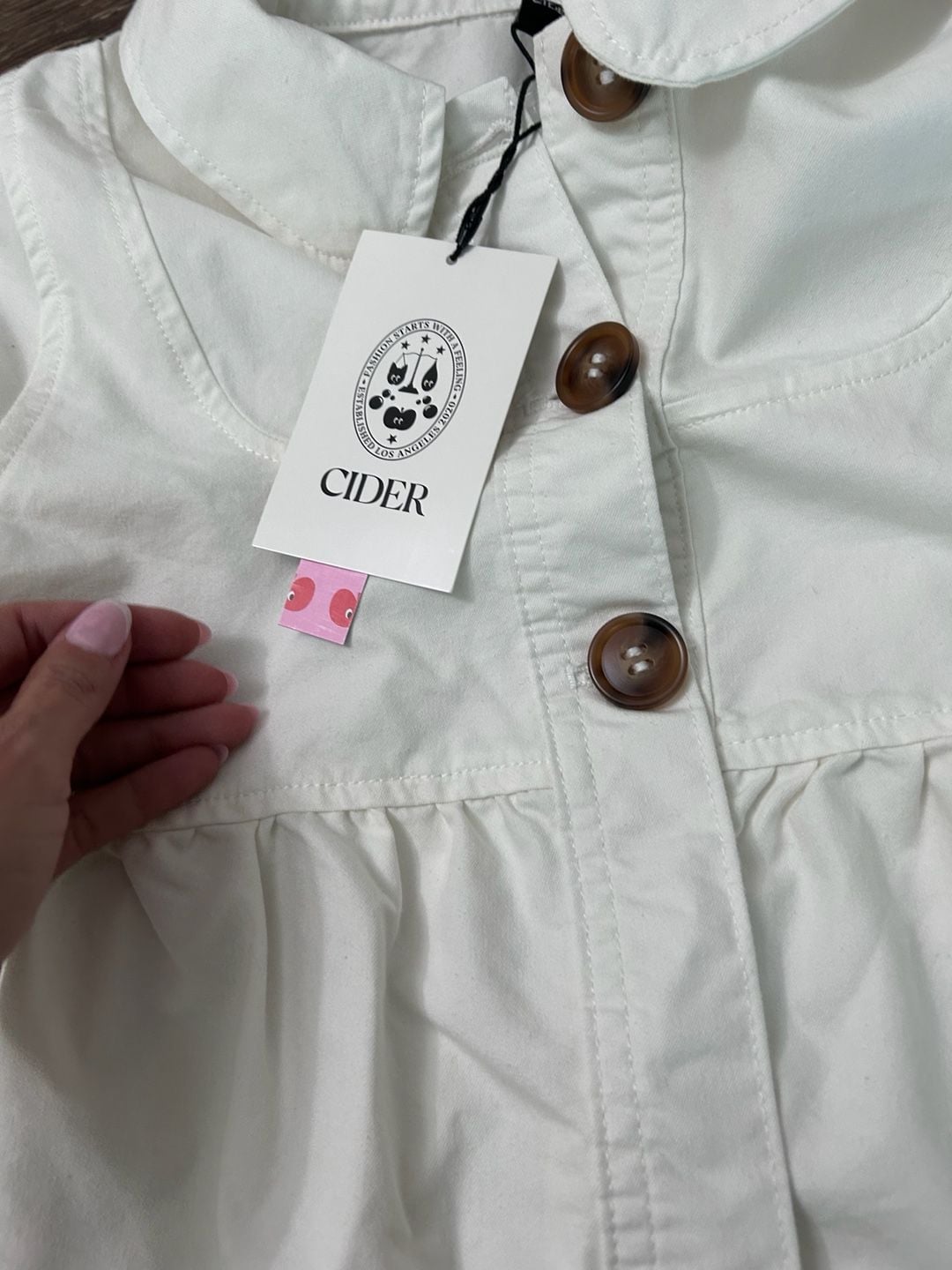 Cider Peter Pan Collar Peplum Blouse Size S White Short Puff Sleeve 5