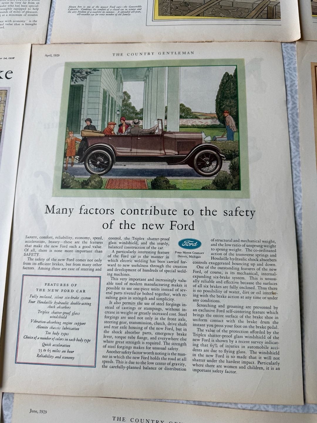 Vintage 1928 1929 Ford Model A Magazine Print Ad Lot 11 Pieces Car Art Decor  9