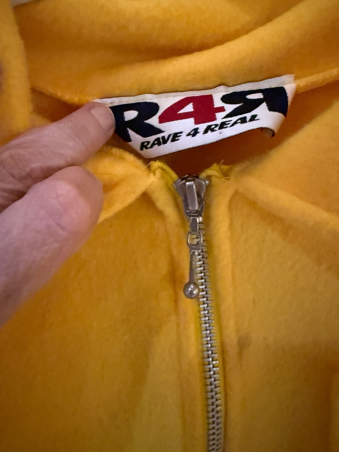 Vintage R4R Rave 4 Real Jacket Womens S Yellow Cropped Fuzzy Zip Made USA 90s 3