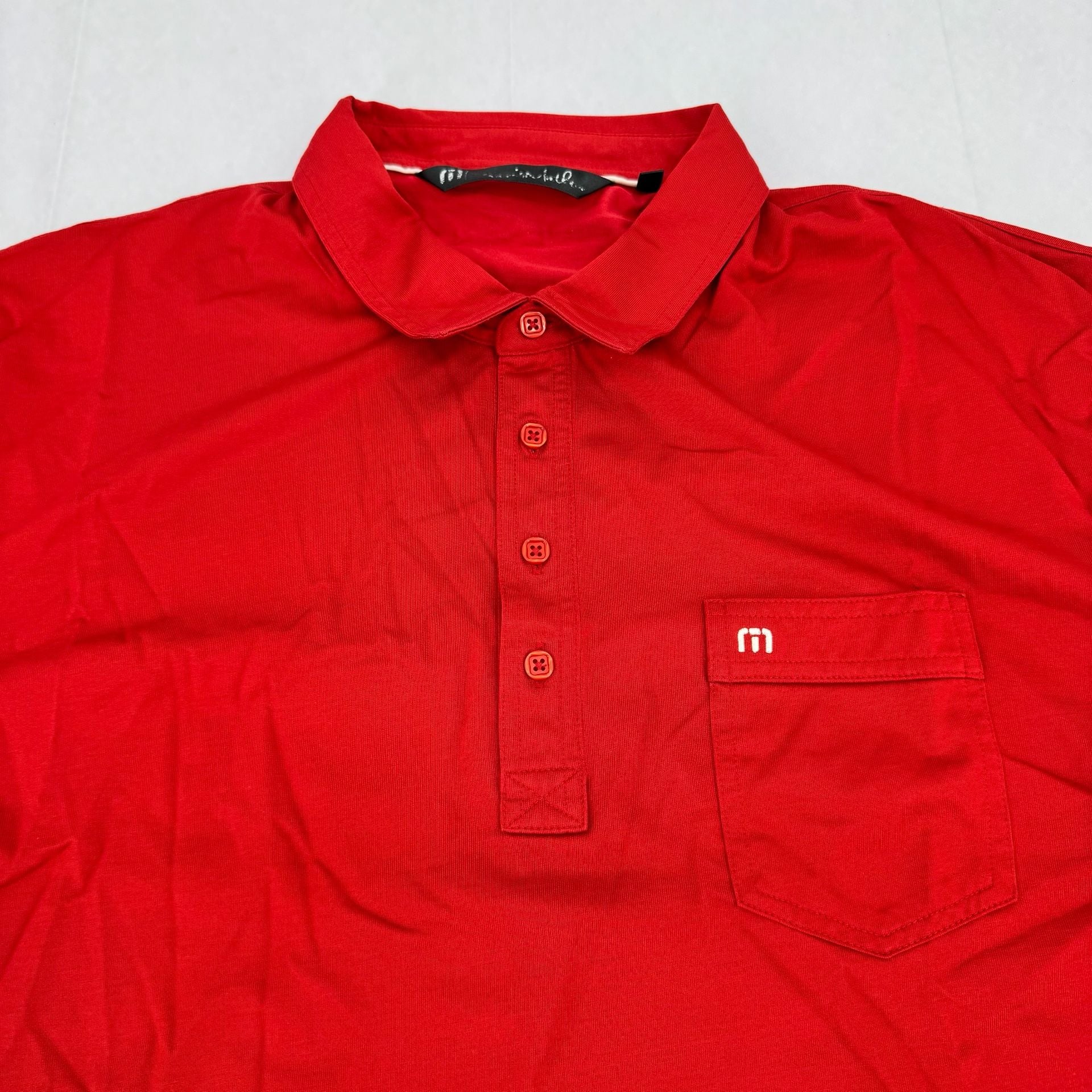 Travis Mathew Shirt Mens XL Red Striped Golf Short Sleeve Logo Preppy Casual 3