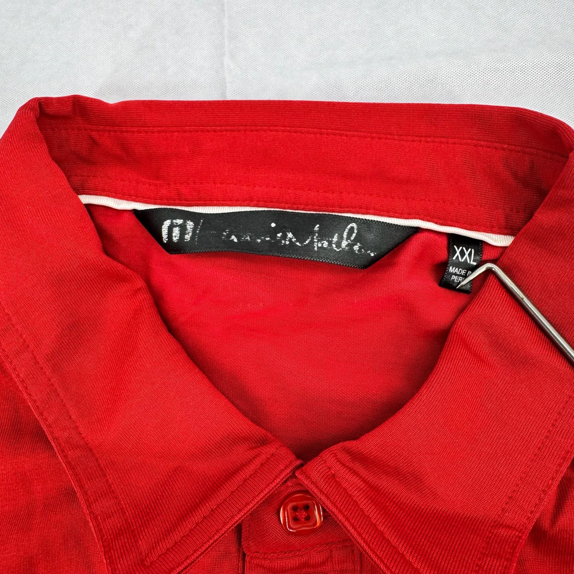 Travis Mathew Shirt Mens XL Red Striped Golf Short Sleeve Logo Preppy Casual 4