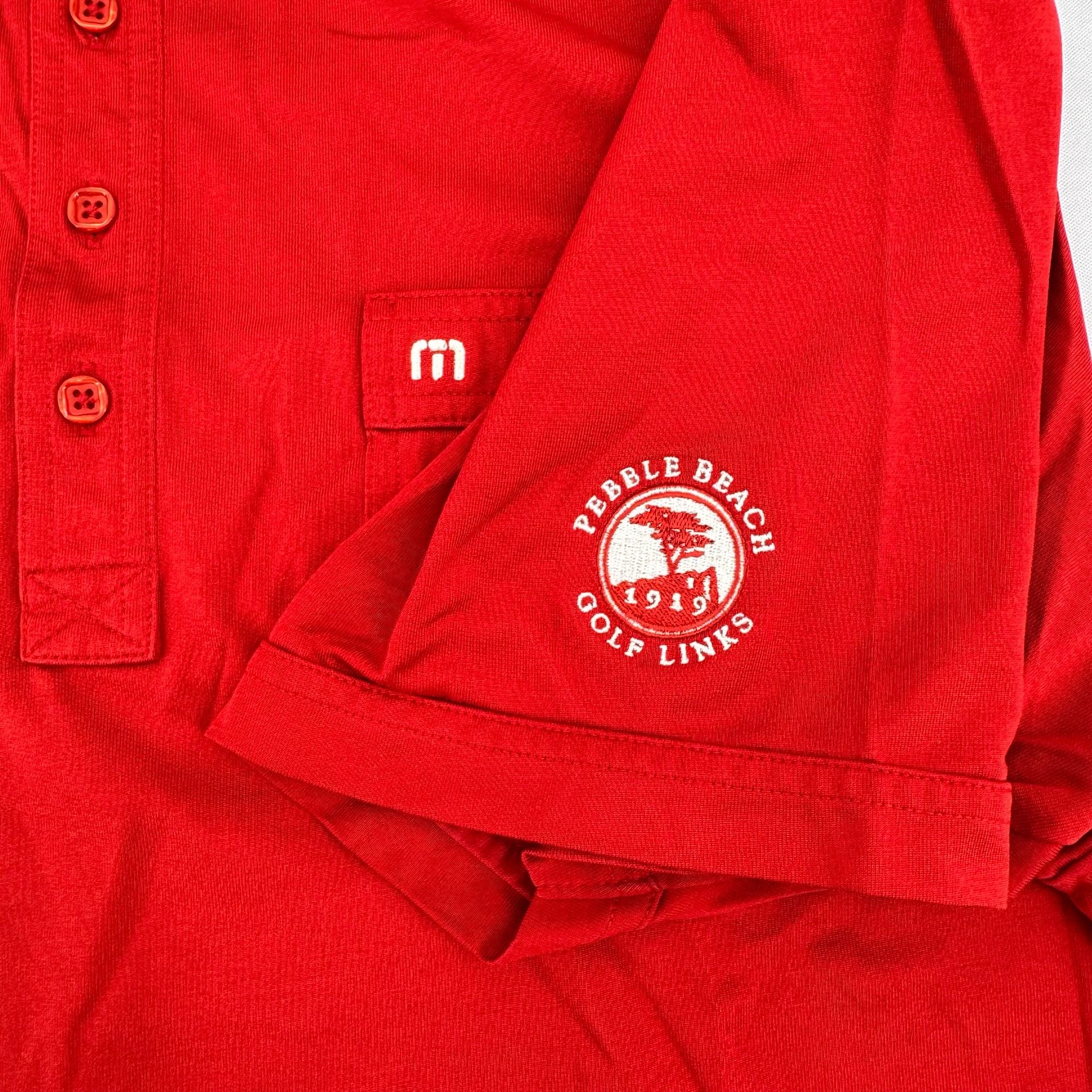 Travis Mathew Shirt Mens XL Red Striped Golf Short Sleeve Logo Preppy Casual 5