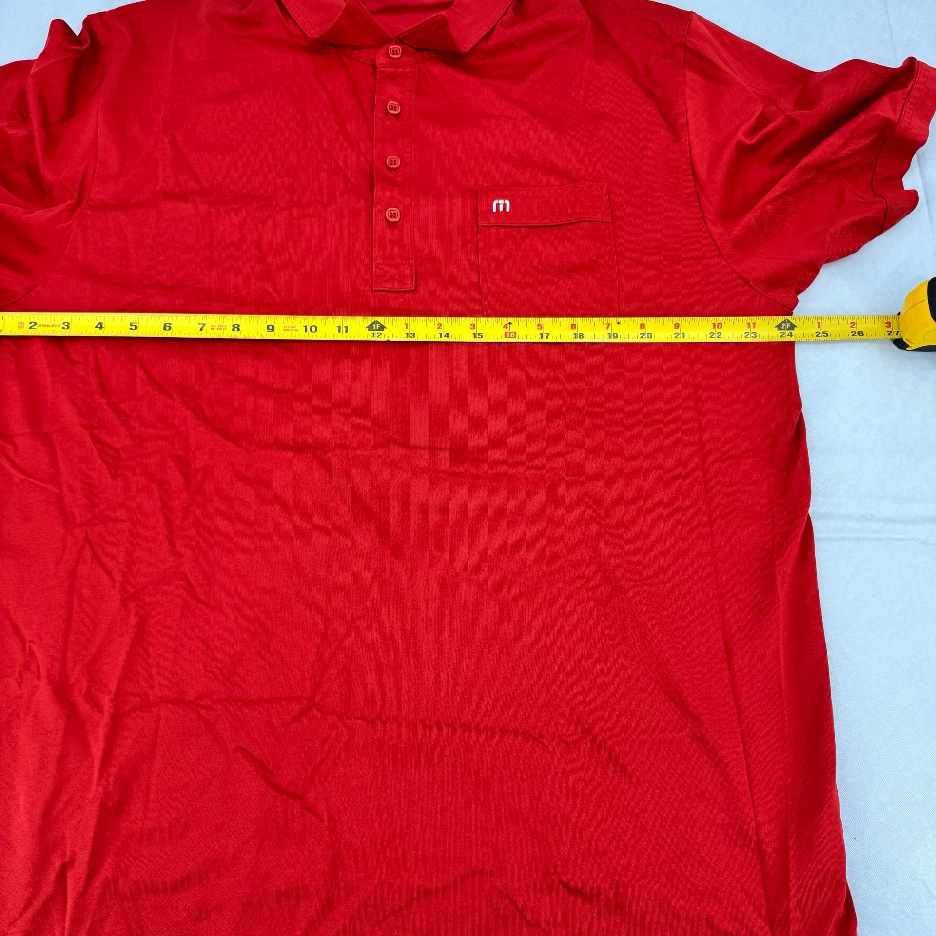 Travis Mathew Shirt Mens XL Red Striped Golf Short Sleeve Logo Preppy Casual 6