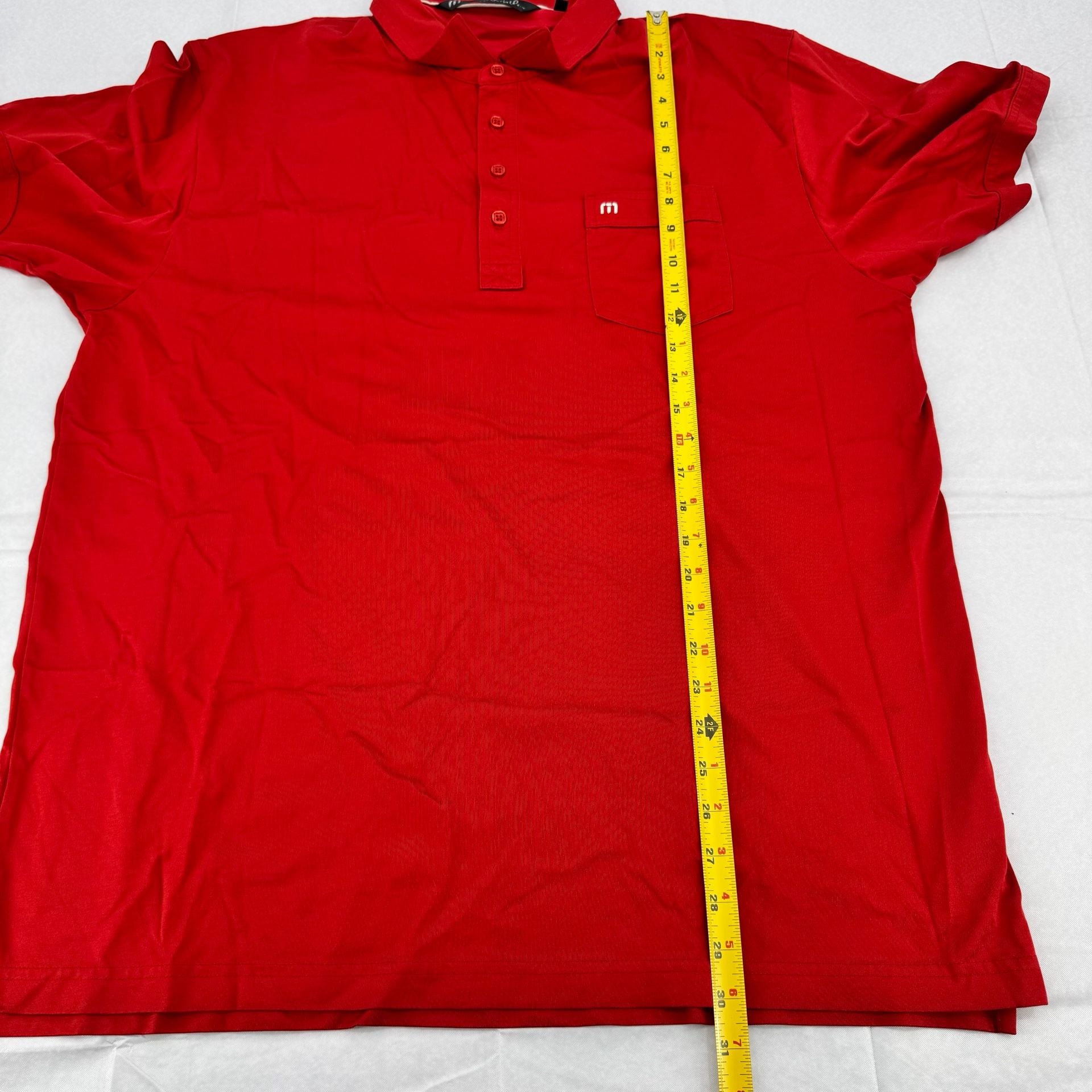 Travis Mathew Shirt Mens XL Red Striped Golf Short Sleeve Logo Preppy Casual 7