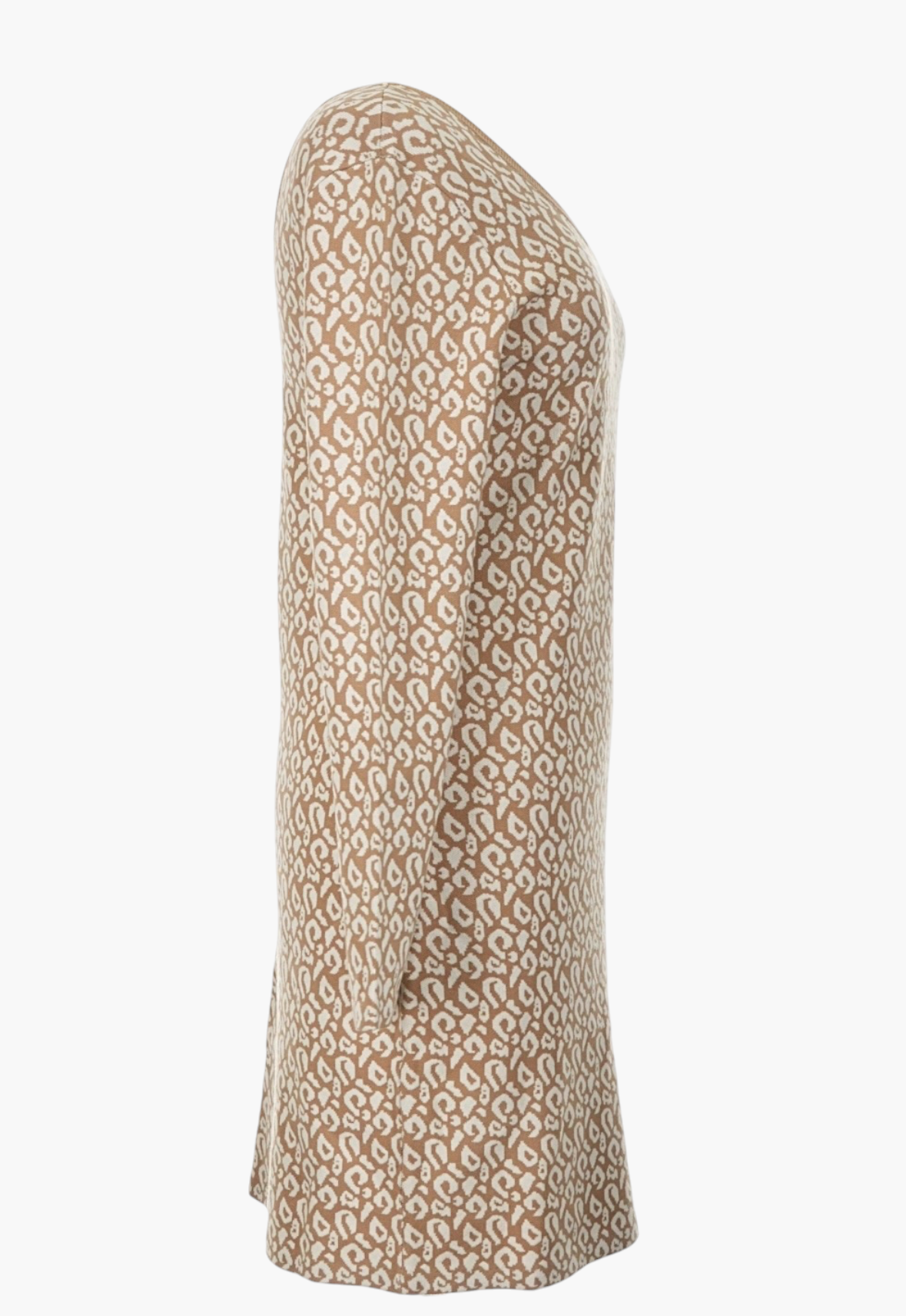 Banana Republic Print Sweater Dress Size L Tan Ivory Long Sleeve 5