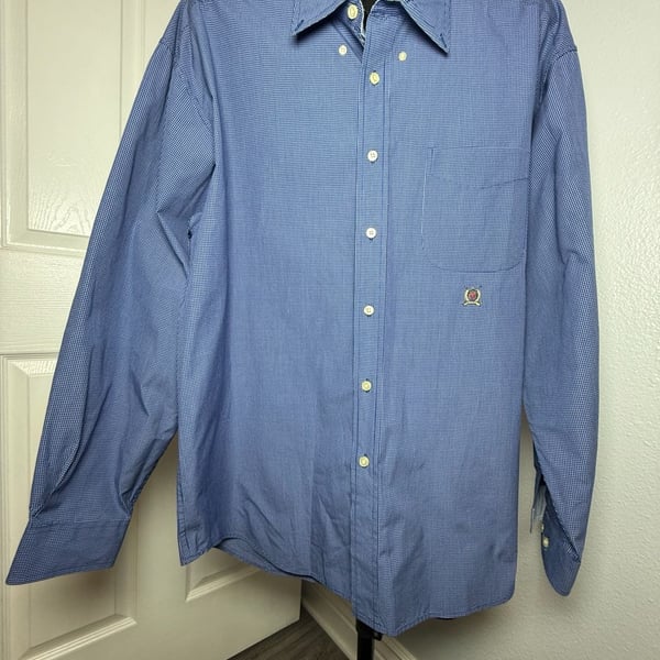 Vintage Tommy Hilfiger Golf Long Sleeve Button Down Shirt Size XL Blue