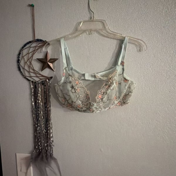 Felina Lingerie Embroidered Underwire Bra Size 40C Mint Green Floral