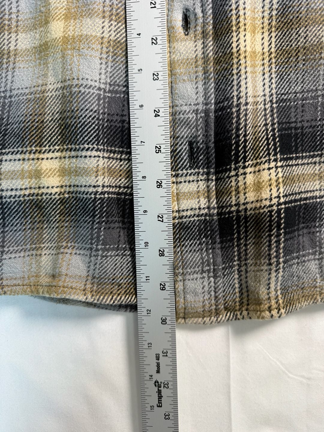 Orvis Plaid Flannel Shirt Size Large Grey Black Yellow Long Sleeve 7