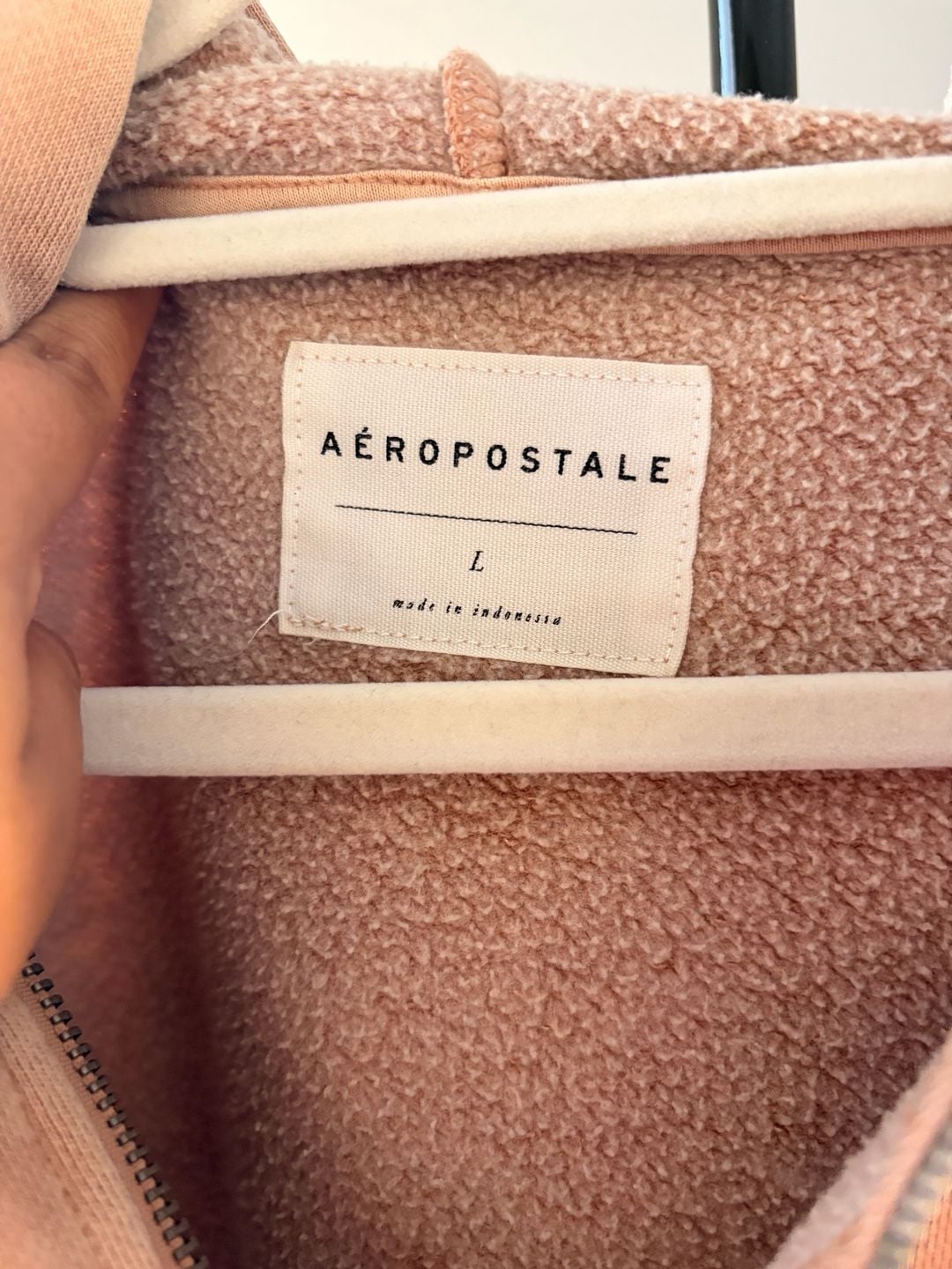 Aeropostale Cropped Zip Up Hoodie Size L Tan 5