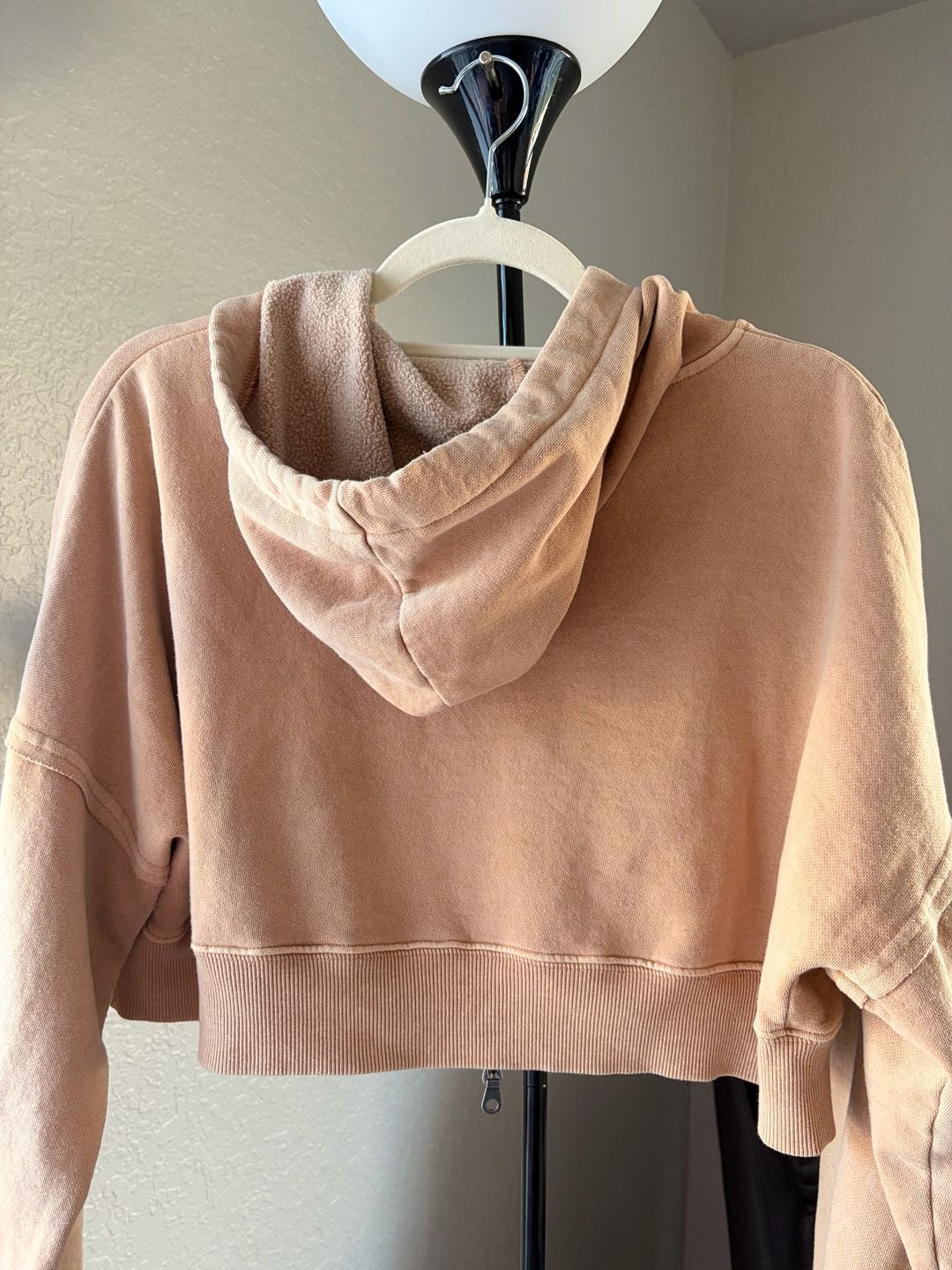 Aeropostale Cropped Zip Up Hoodie Size L Tan 7