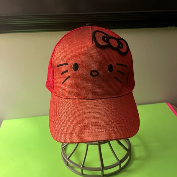 Sanrio Hello Kitty Shimmery Trucker Hat Red Snapback