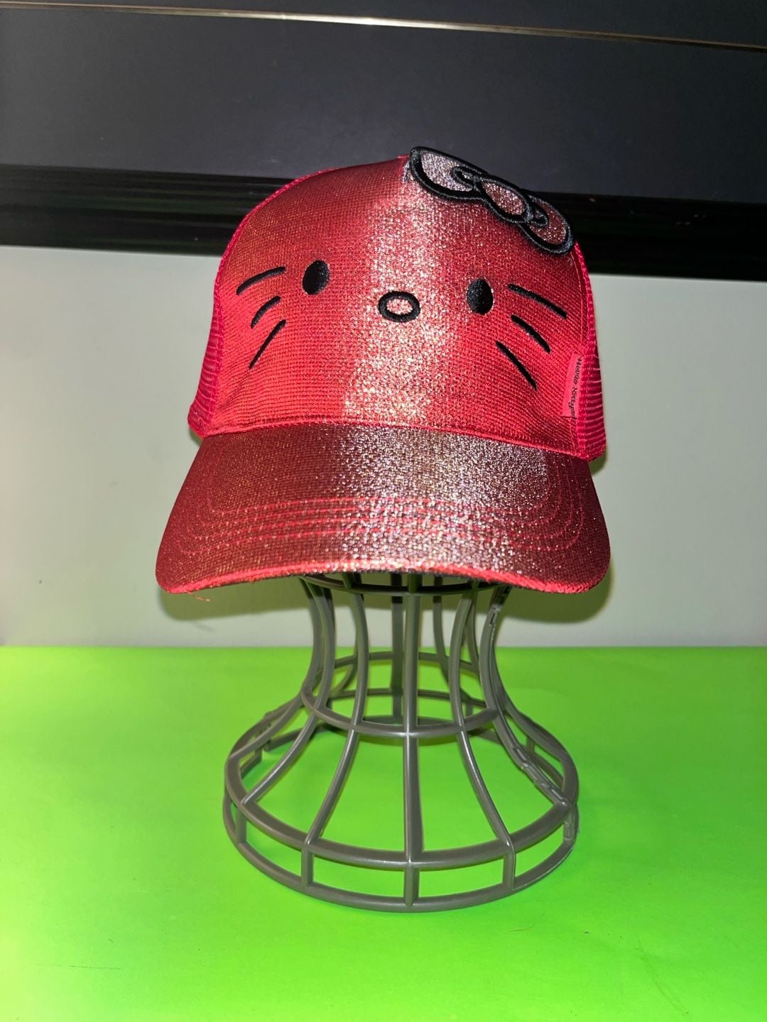 Sanrio Hello Kitty Shimmery Trucker Hat Red Snapback 3