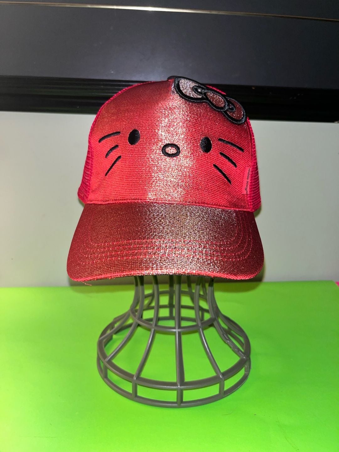 Sanrio Hello Kitty Shimmery Trucker Hat Red Snapback 4