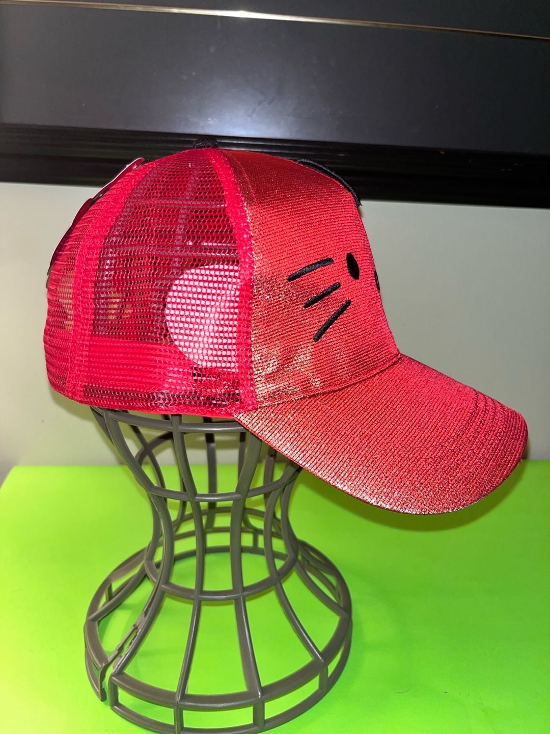 Sanrio Hello Kitty Shimmery Trucker Hat Red Snapback 5