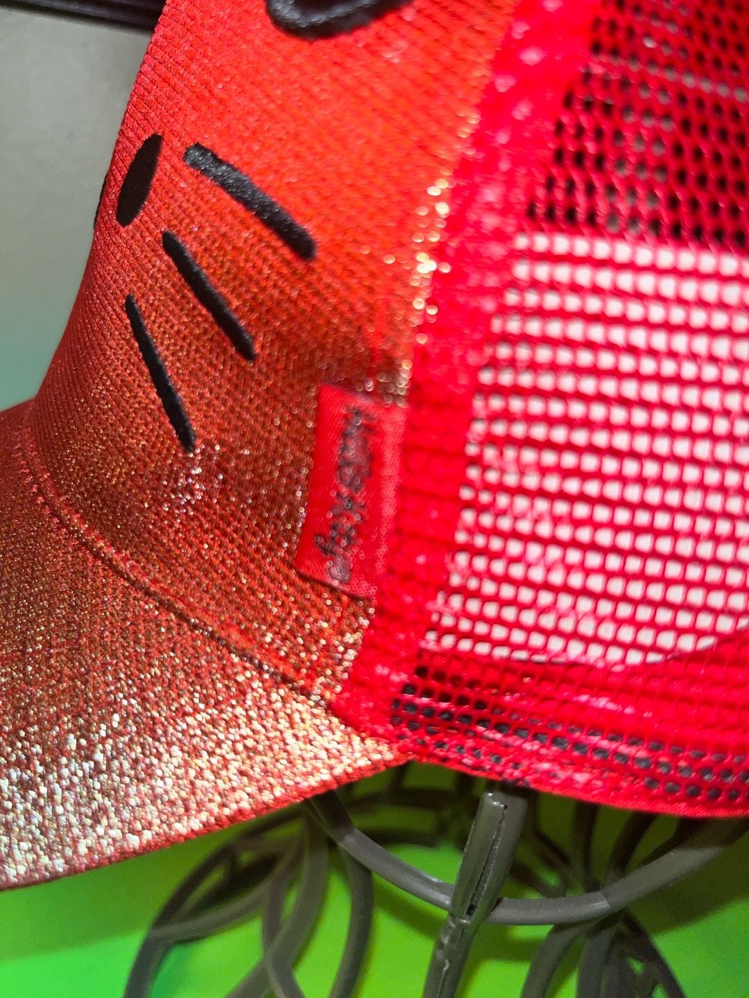 Sanrio Hello Kitty Shimmery Trucker Hat Red Snapback 8