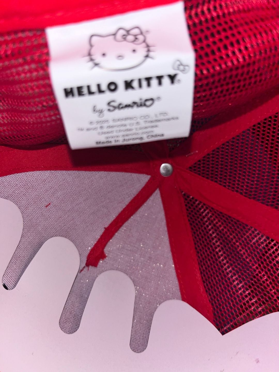 Sanrio Hello Kitty Shimmery Trucker Hat Red Snapback 9