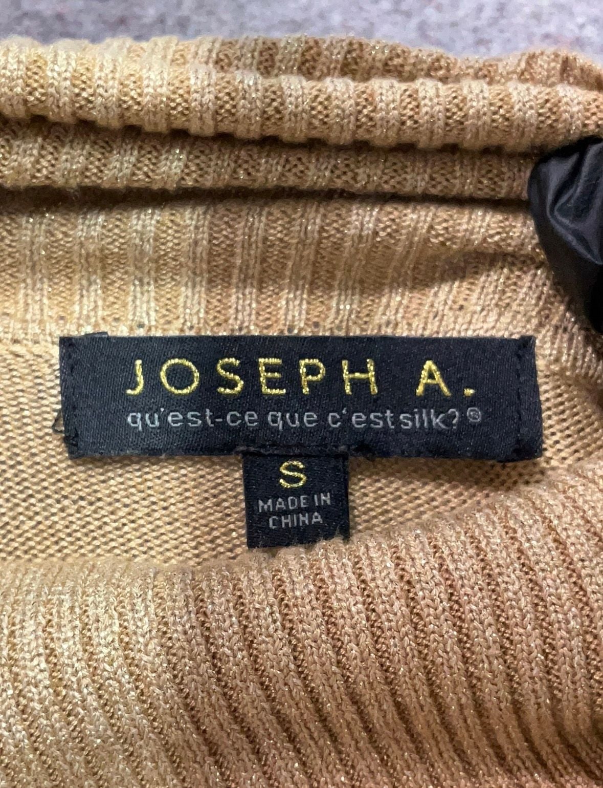 Joseph A. Turtleneck Sweater Size S Gold Metallic Viscose Blend 4