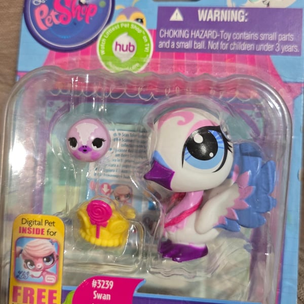 Littlest Pet Shop Swan #3239 & Swan Friend #3240 New
