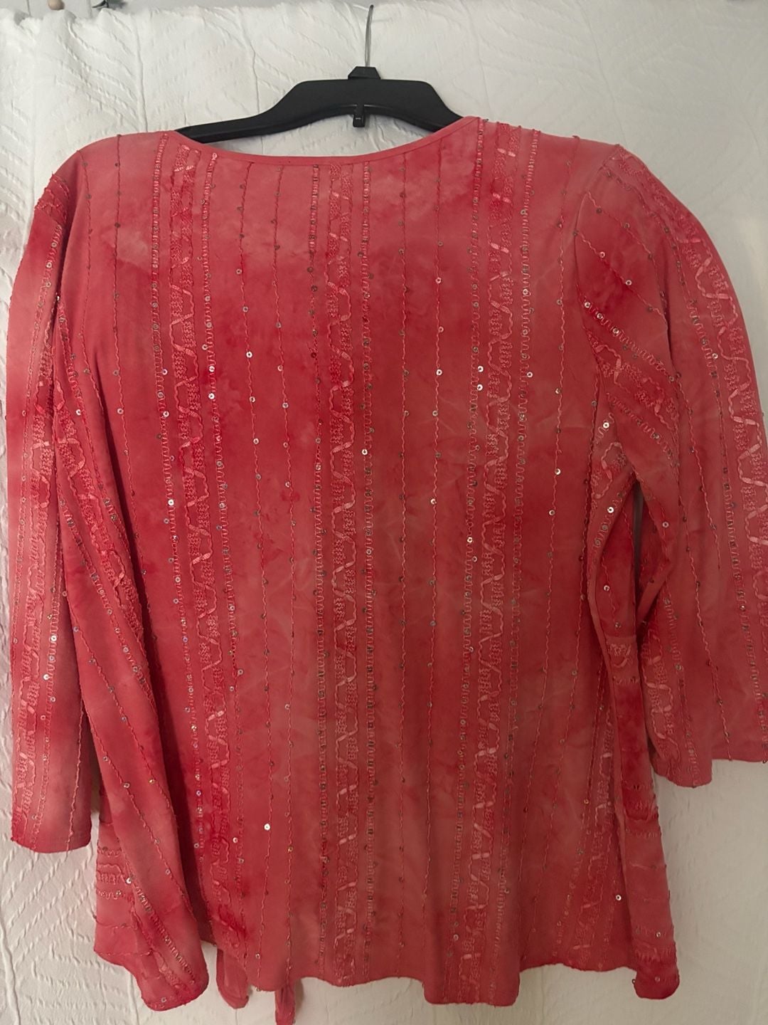 Sami & Jo Blouse Size L Red Sequins Tie Dye Tunic Top 5