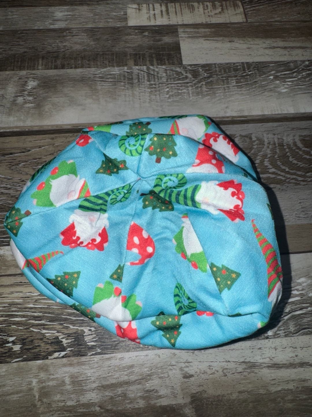 Christmas Gnome Slouchy Beanie Hat Blue Holiday Trees 3