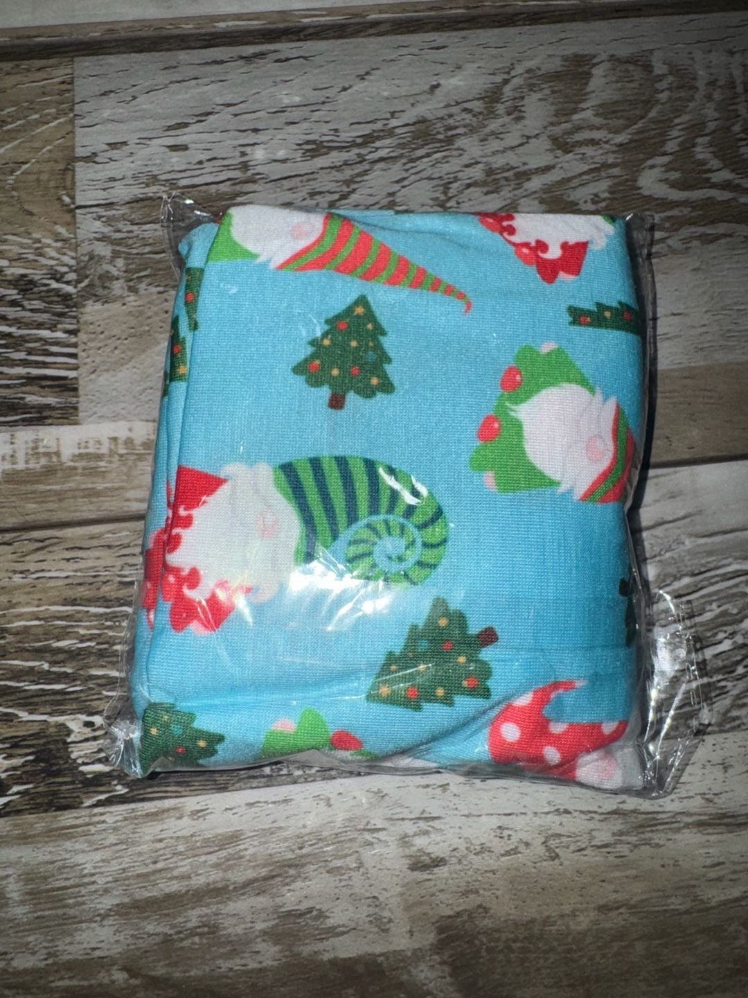 Christmas Gnome Slouchy Beanie Hat Blue Holiday Trees 4