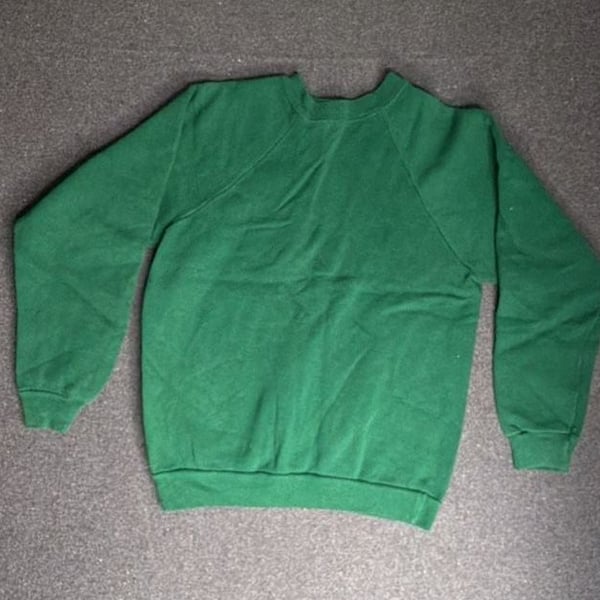 Hanes Crewneck Sweatshirt Size Large (12/14) Green Blank Pullover