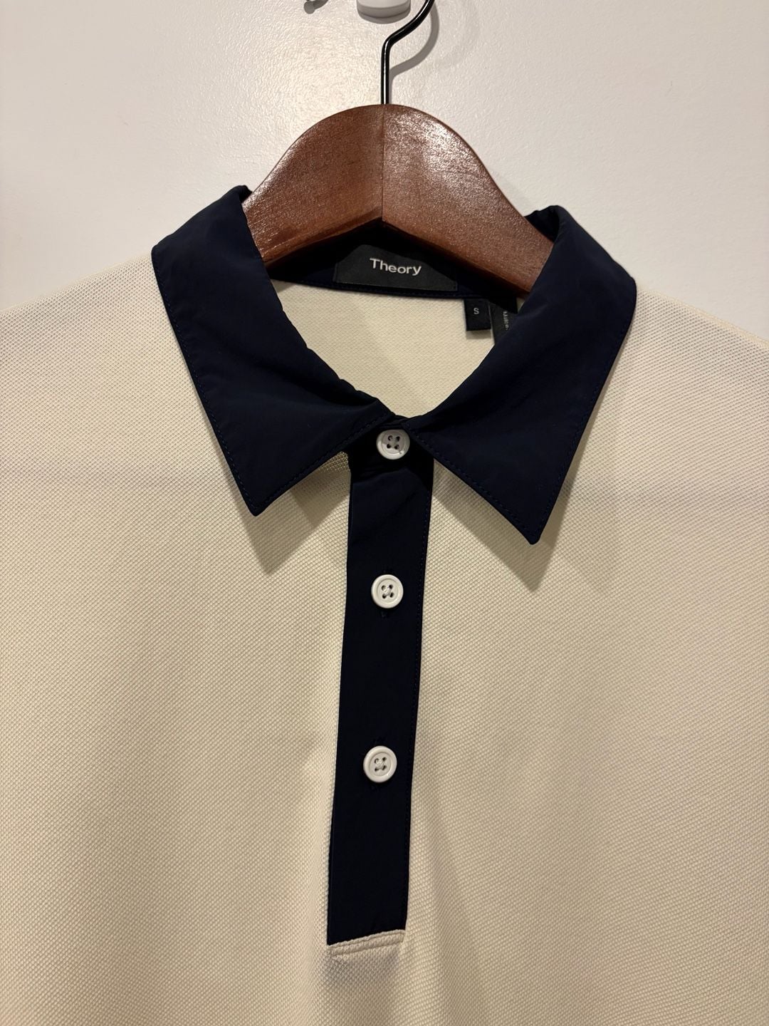 Theory Tech Polo Function Pique Size S White Navy 4