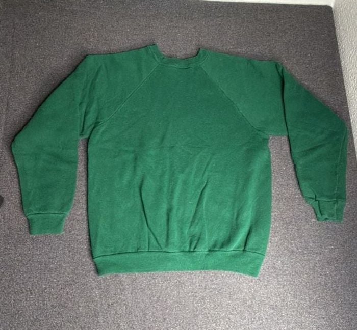 Hanes Crewneck Sweatshirt Size Large (12/14) Green Blank Pullover 7