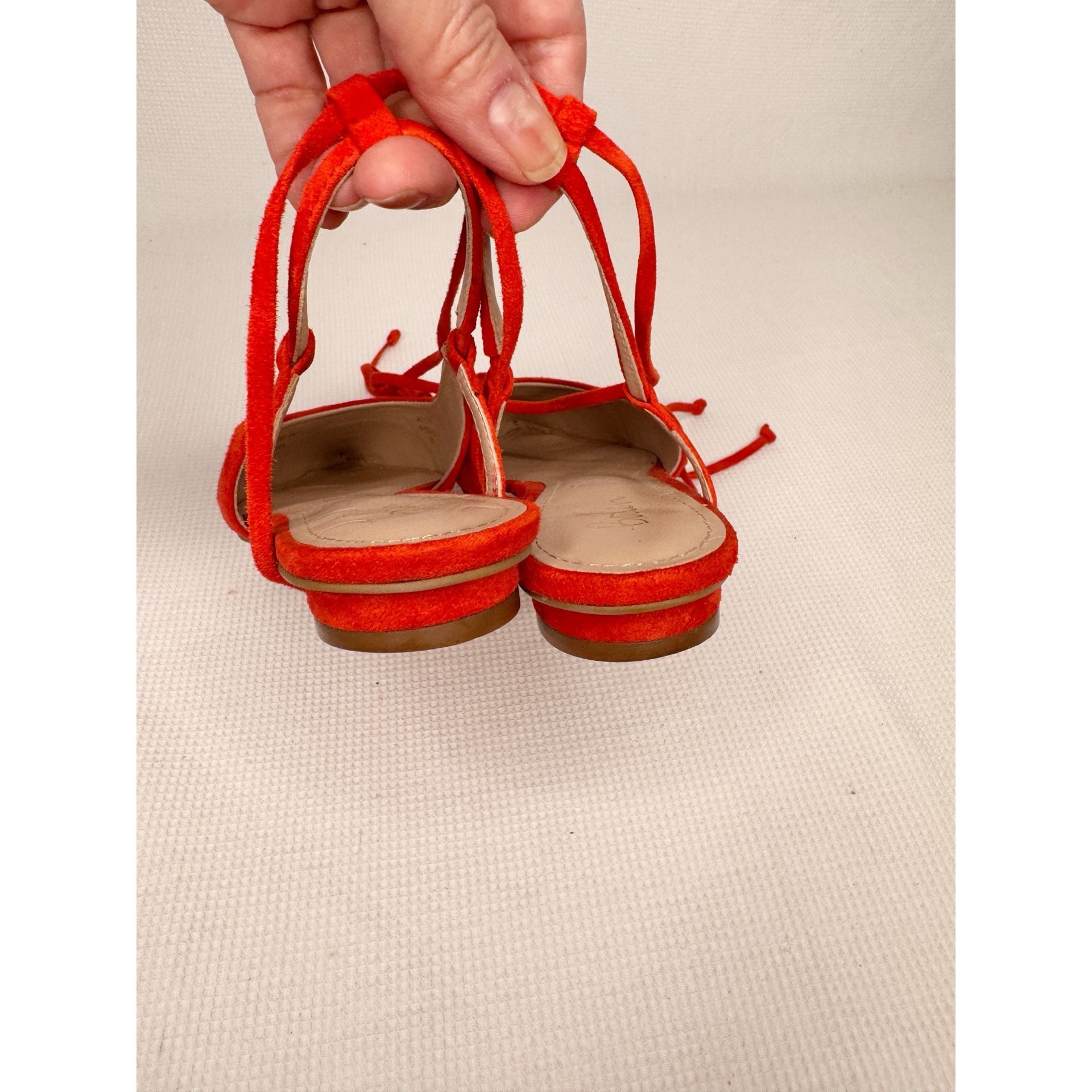 Boden Ankle Tie Pointed Flats Red Suede Size 37/6.5 11