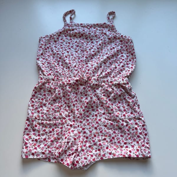 Wonder Nation Romper Size 5T Red Floral Print