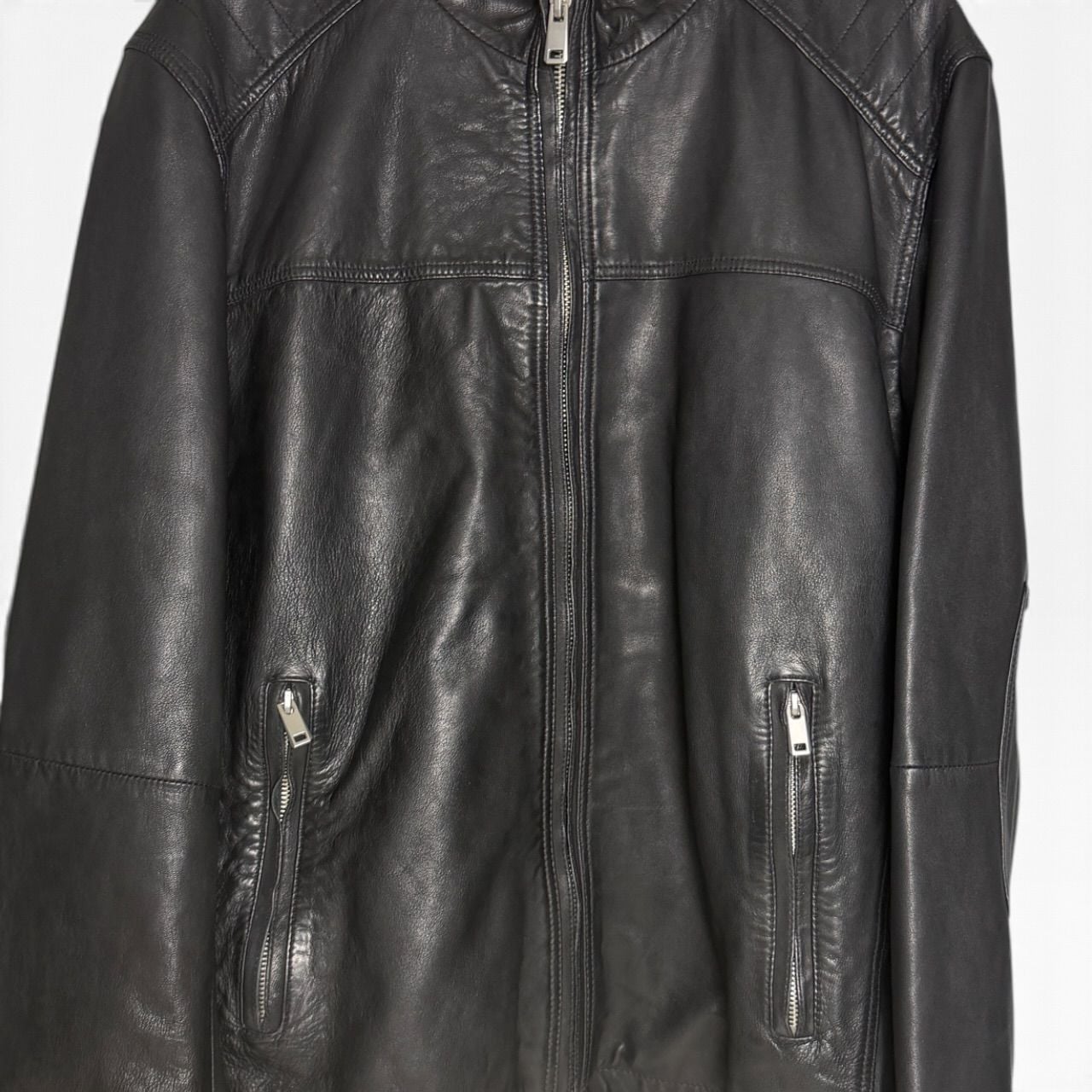 Wilsons Vintage USA Genuine Leather Cafe Racer Jacket Men’s XL Black 10