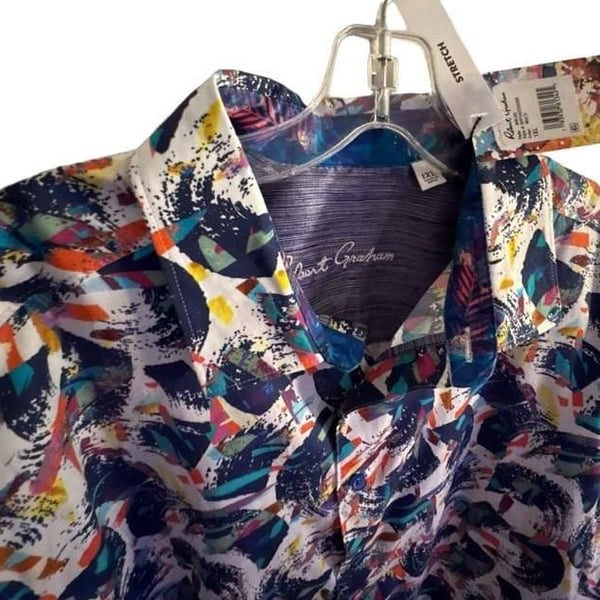 Robert Graham Walsh Shirt 1XL Multi Abstract Print NWT $200+