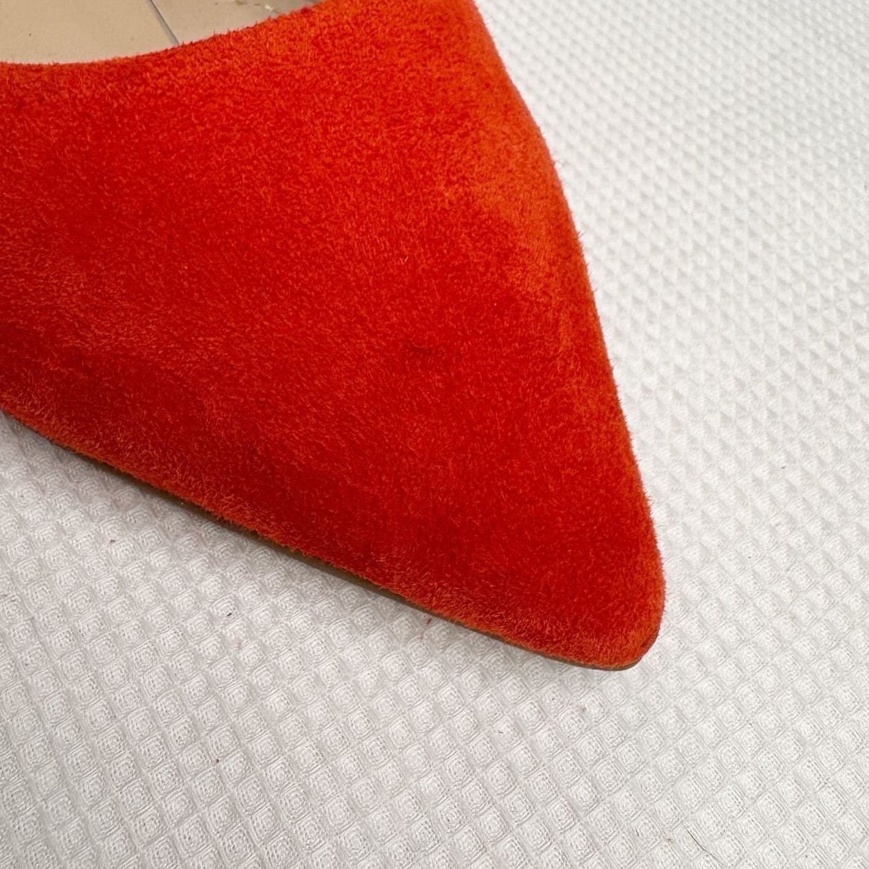 Boden Ankle Tie Pointed Flats Red Suede Size 37/6.5 5