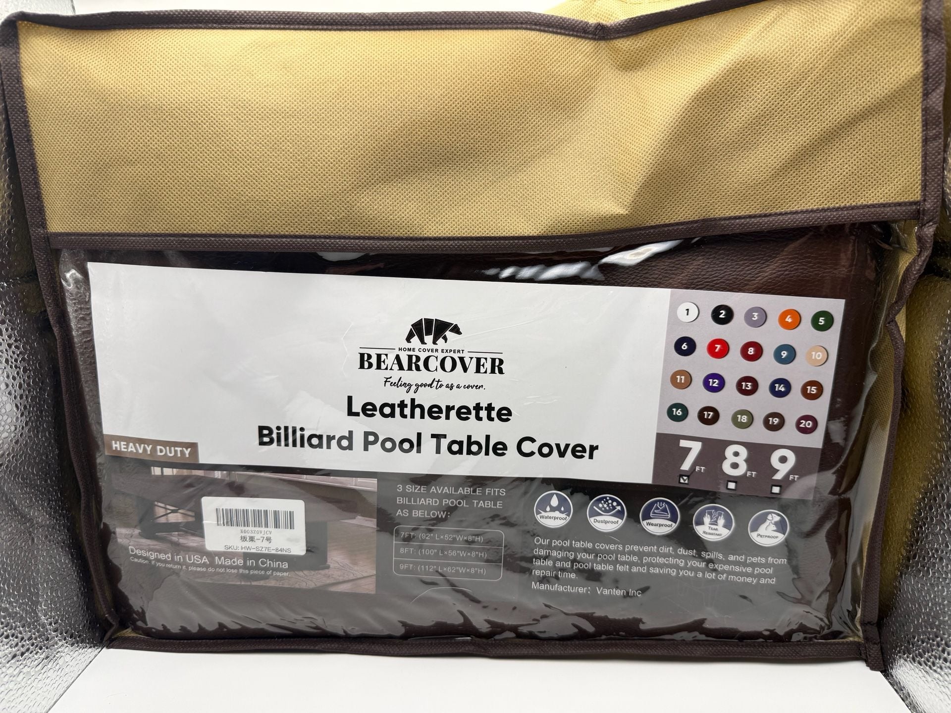 BEARCOVER Leatherette Billiard Pool Table Cover Size 7FT Chestnut Brown 3