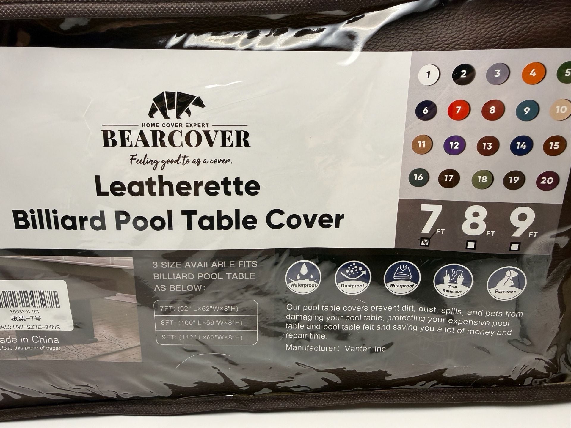 BEARCOVER Leatherette Billiard Pool Table Cover Size 7FT Chestnut Brown 4