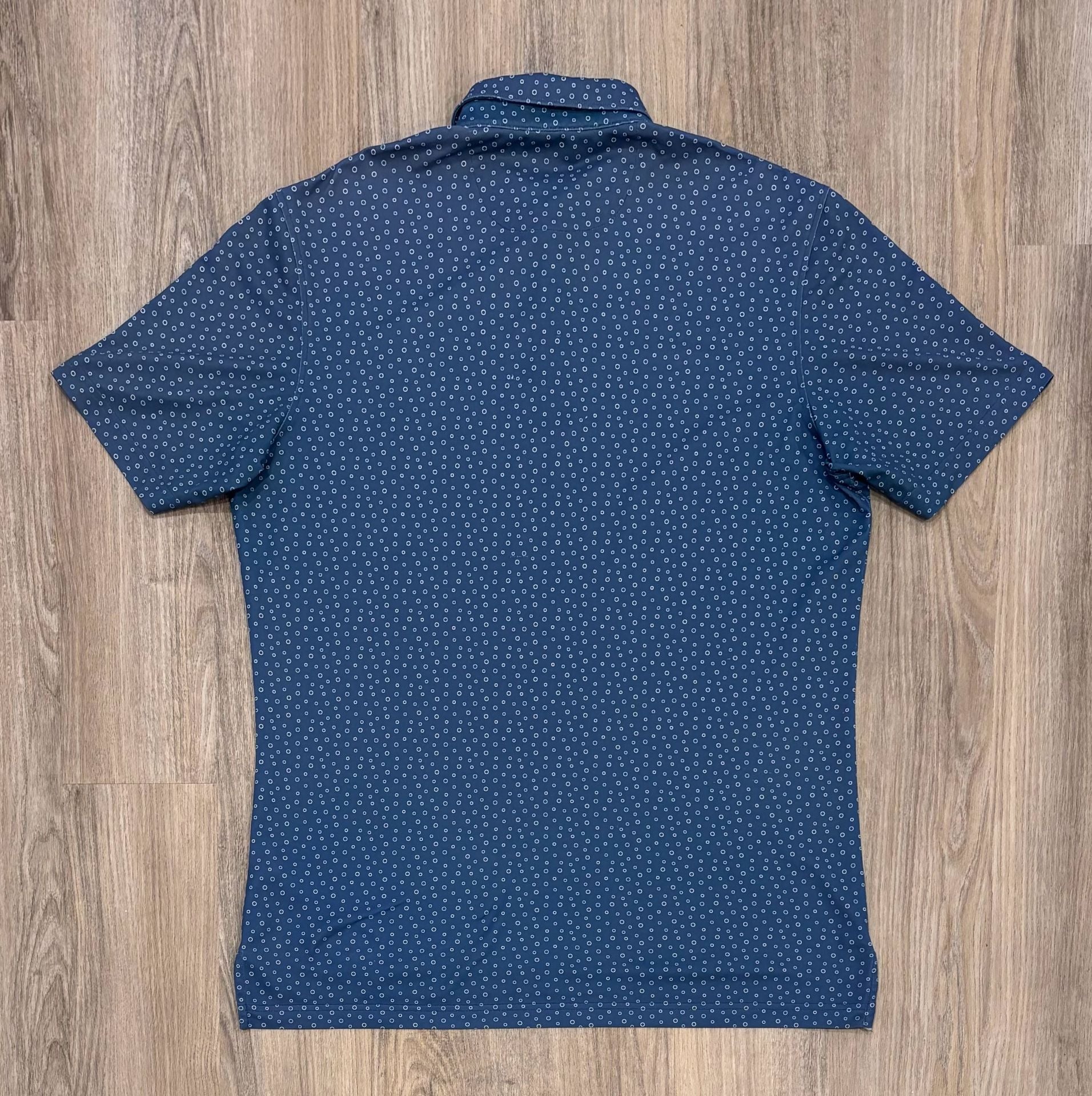 Johnnie-O Performance Jersey Polo Size L Blue Dot Print Golf Shirt 4
