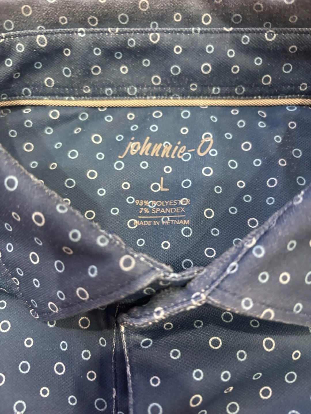 Johnnie-O Performance Jersey Polo Size L Blue Dot Print Golf Shirt 5
