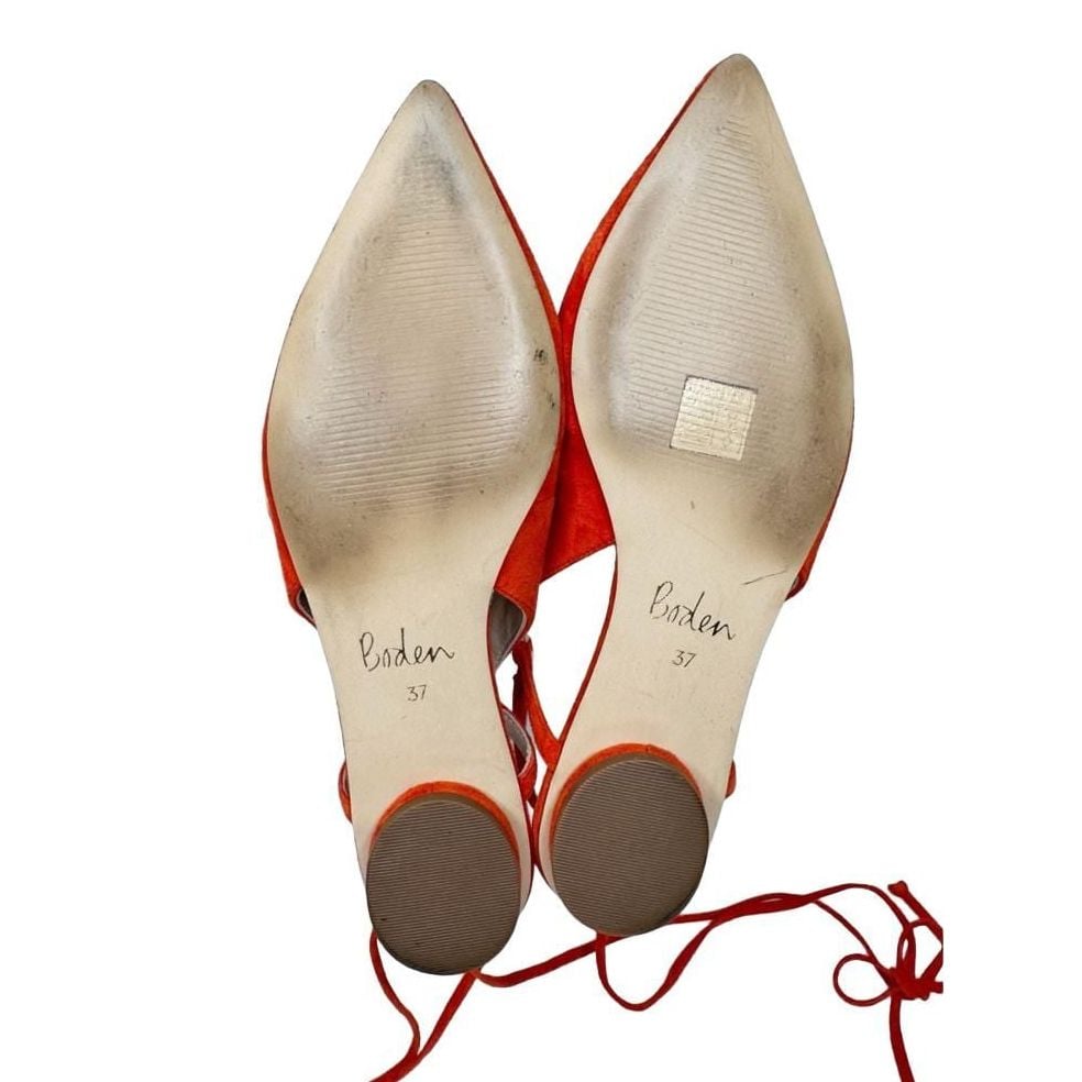 Boden Ankle Tie Pointed Flats Red Suede Size 37/6.5 10