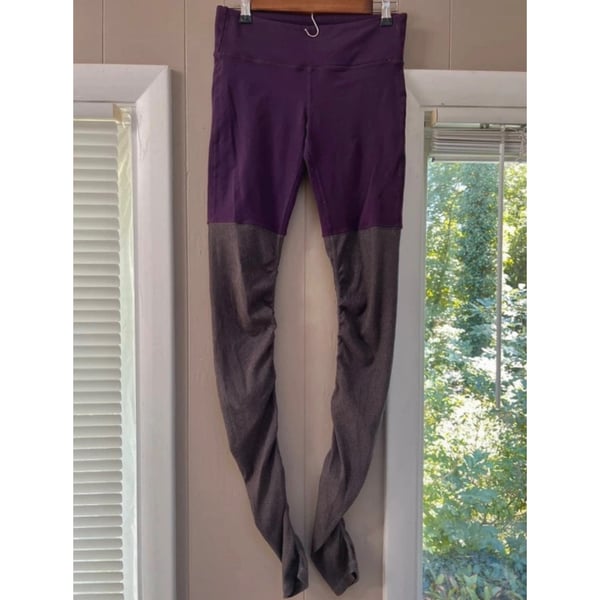 Alo Yoga Goddess Ribbed Leggings Purple Gray