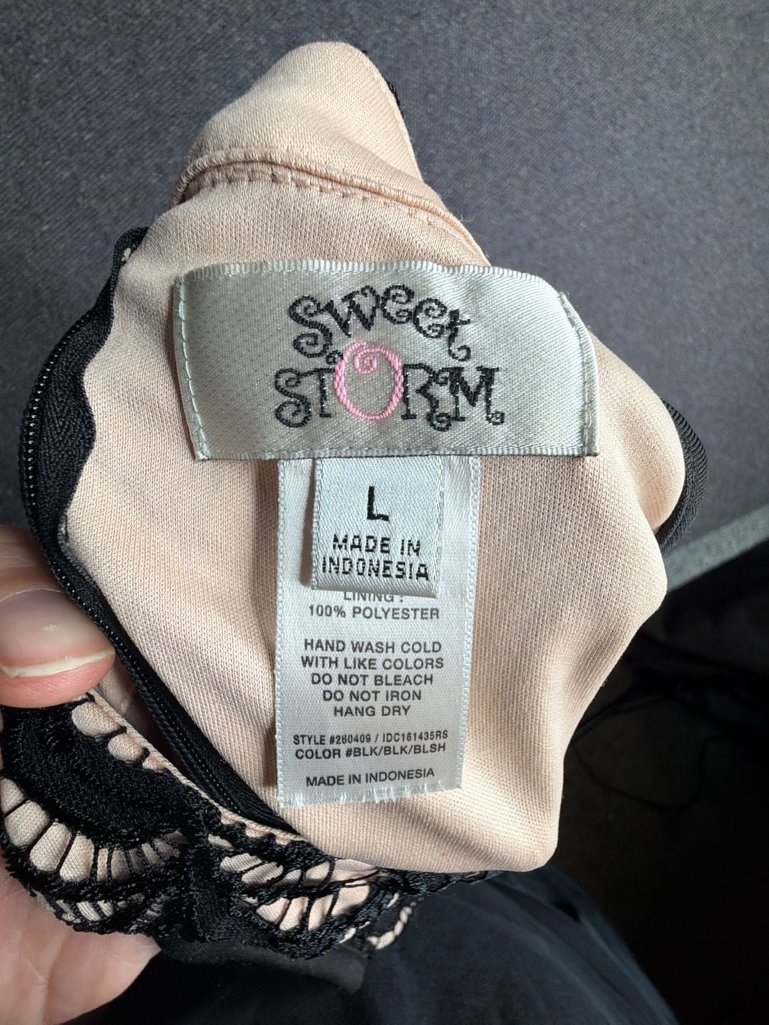 Sweet Storm Dress Size L Black Nude Halter Lace Bodycon 2