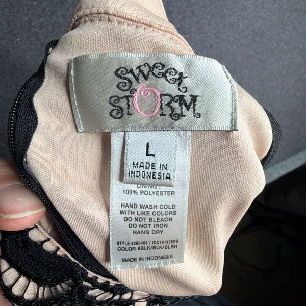 Sweet Storm Dress Size L Black Nude Halter Lace Bodycon