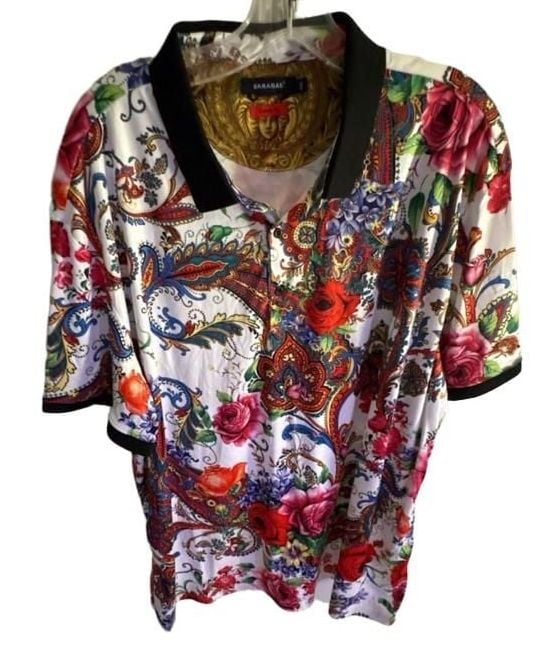 Barabas Polo Shirt Size 4XL Multi Floral Paisley NWOT 3