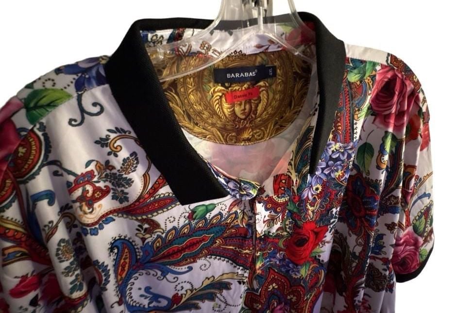 Barabas Polo Shirt Size 4XL Multi Floral Paisley NWOT 2