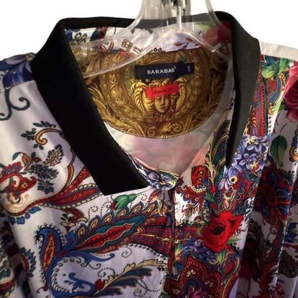 Barabas Polo Shirt Size 4XL Multi Floral Paisley NWOT