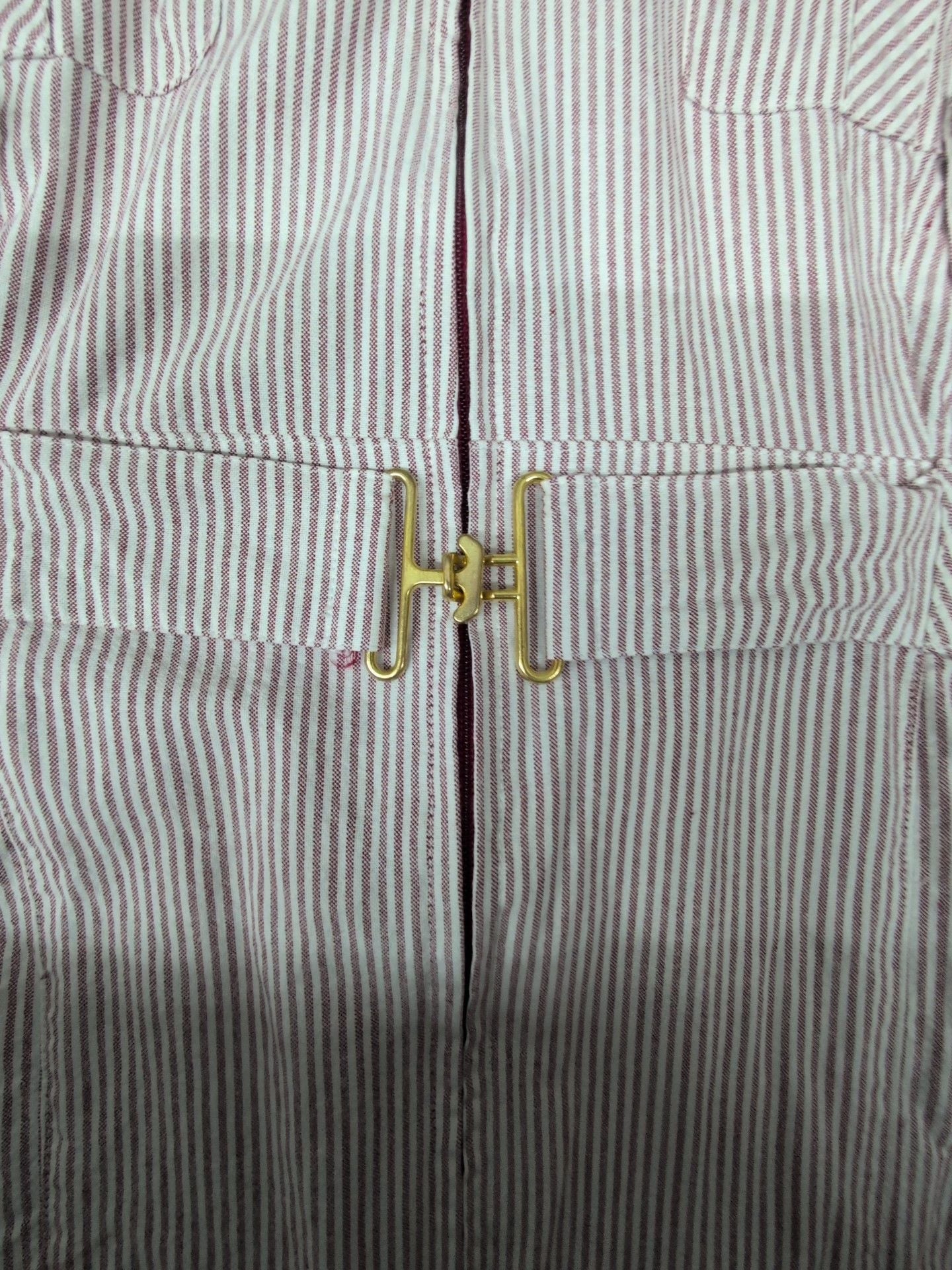 Coogi Striped Full Zip Belted Shirt Dress Size 3X Red White Cotton 9