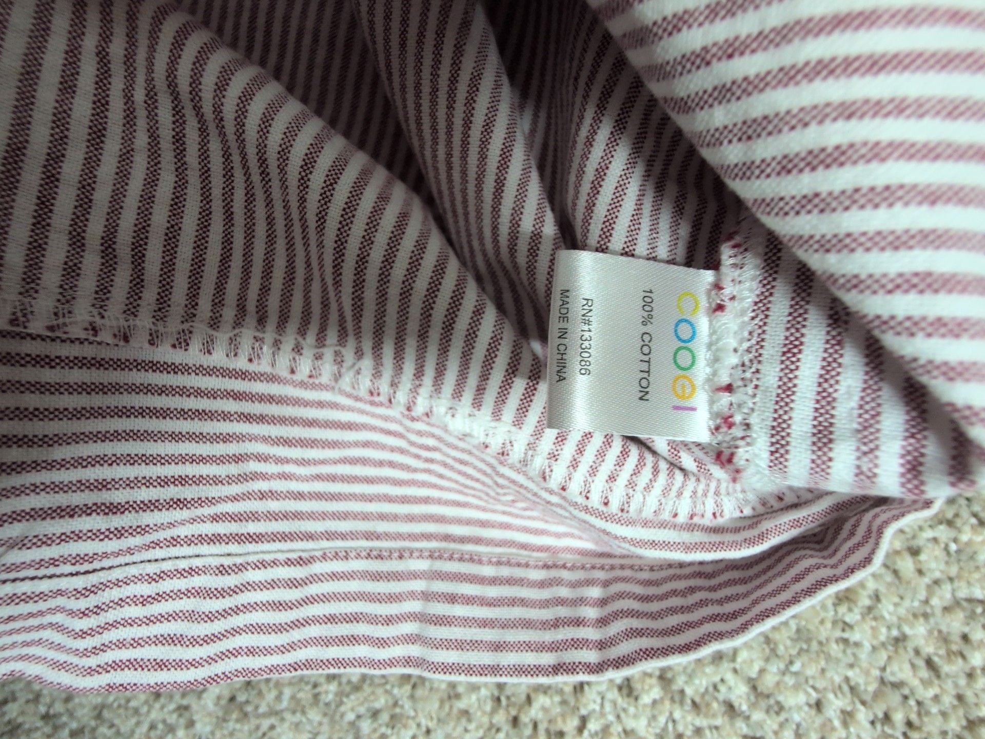 Coogi Striped Full Zip Belted Shirt Dress Size 3X Red White Cotton 6