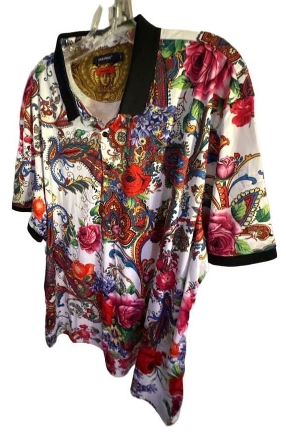 Barabas Polo Shirt Size 4XL Multi Floral Paisley NWOT 5