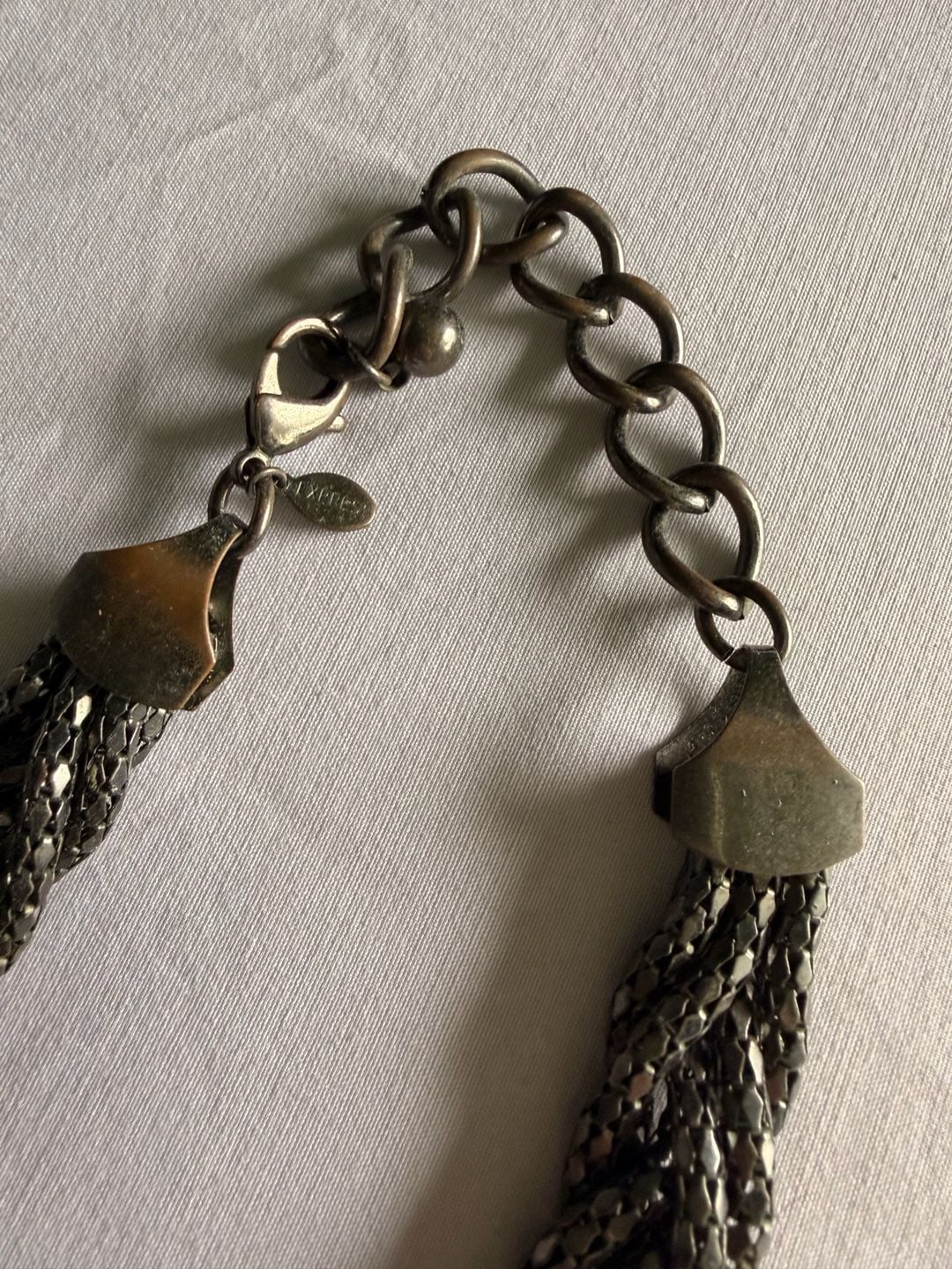 Express Braided Mesh Chain Choker Necklace Gunmetal 7