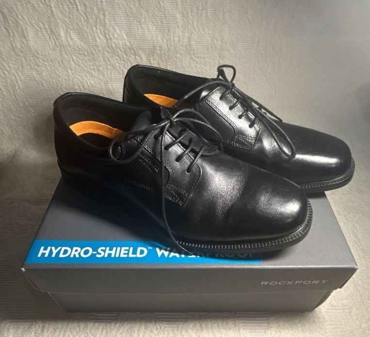 Rockport Hydro-Shield Waterproof Plain Toe Oxford Black Leather 2